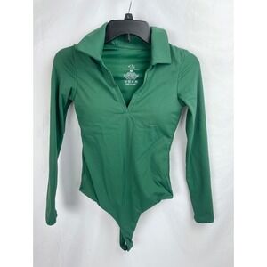 Klassy Network Women Medium 2pc Bodysuit Padded Green Long Sleeves